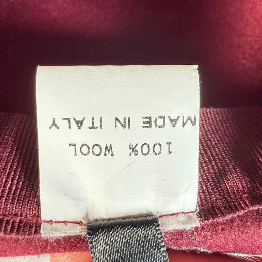 Aqua Bloomingdales Maroon Wool Wide Brim Hat Made in Italy